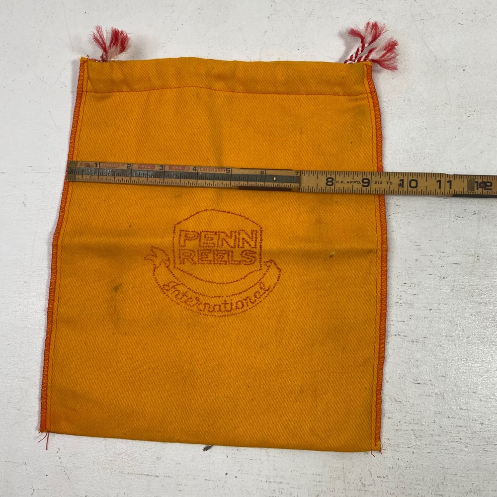 Vintage Penn Reels International Fishing Reel Drawstring Bag Yellow Orange 9x11 - Picture 4 of 7